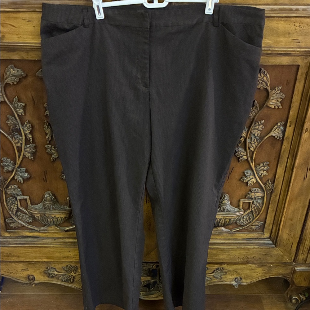 First Option Too Brown Pinstripe Trousers Size 20W